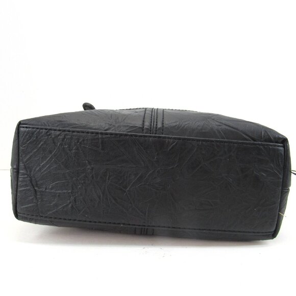 Stone Mountain Beige & Black Double Handle Multi Zip Pockets Leather Handbag - Picture 8 of 11